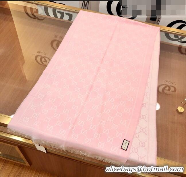 Buy Luxury Gucci GG Wool Long Scarf 48x180cm 0803 Light Pink 2023