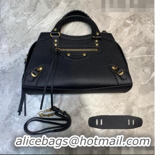 Top Grade Balenciaga Neo Classic Small Bag in Grained Calfskin 638511 Black/Gold