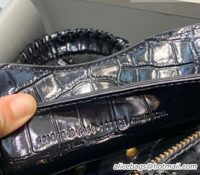 Buy Cheap Balenciaga Neo Classic Mini Bag in Shiny Crocodile Embossed Leather 638512 Black/Gold