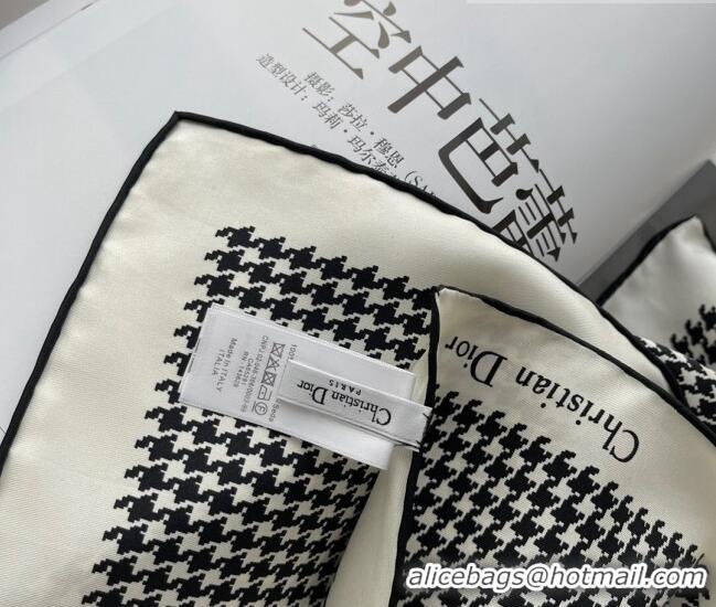 Best Price Dior Houndstooth Silk Sqaure Scarf 55x55cm D22214 Black