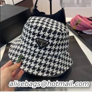 Good Taste Prada Houndstooth Bucket Hat 0713 Black/White 2023