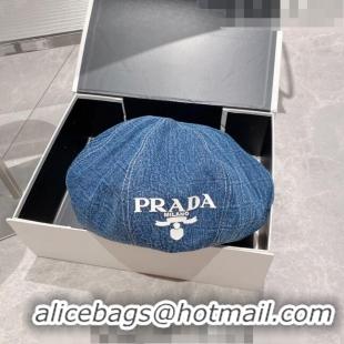 Most Popular Prada Denim Beret Hat PR8151 Blue 2023