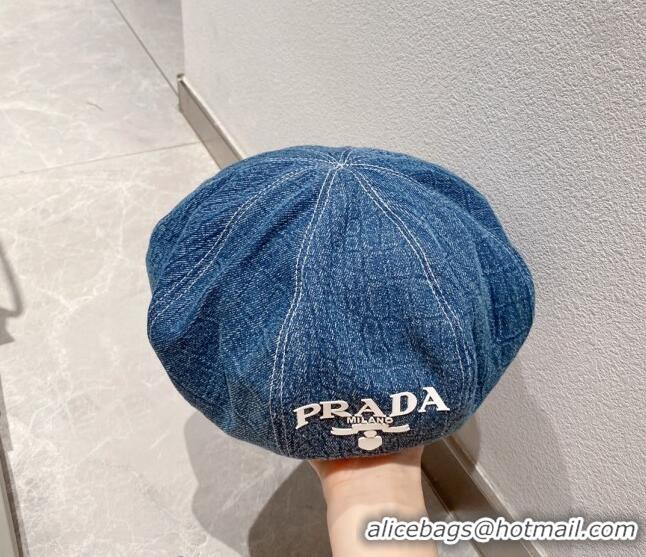 Most Popular Prada Denim Beret Hat PR8151 Blue 2023