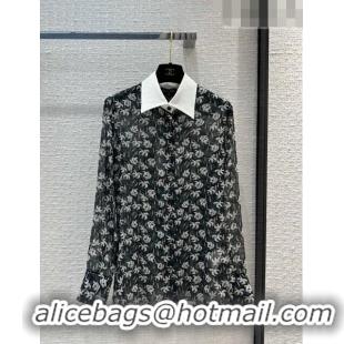 Grade Inexpensive Chanel Silk Shirt CH7424 Black 2023