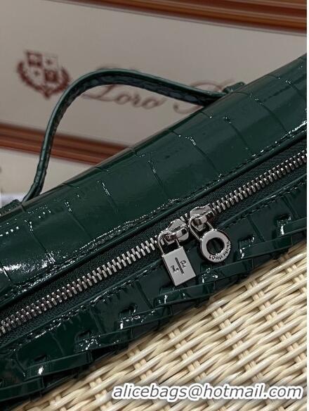 New Fashion Loro Piana Extra Pocket Pouch L19 in Wicker and Crocodile Embossed Calfskin LP5457 Dark Green 2023