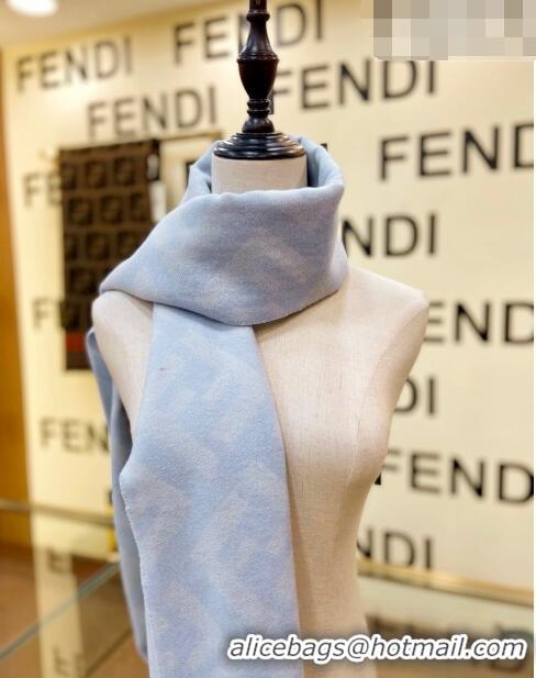 Buy Fashionable Fendi FF Cashmere Long Scarf 45x170cm 1207 Light Blue 2022