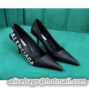Best Price Balenciaga Knife Pumps 7.5cm in Print Leather Black 524026