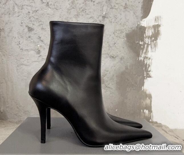 Charming Balenciaga Knife Calfskin Ankle Boots 10cm Black BE0814 814081