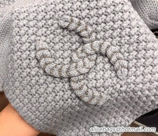 Buy Discount Chanel Knit Scarf 35x255cm 013180 Light Grey 2023