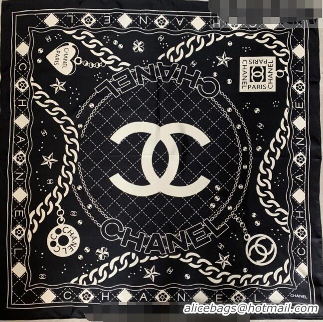 Buy Inexpensive Chanel Silk Sqaure Scarf 90x90cm 061311 Black 2023