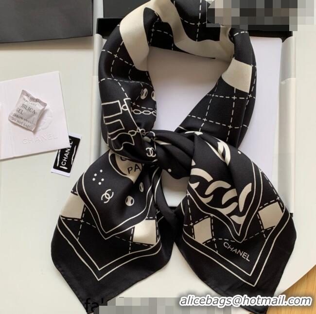 Buy Inexpensive Chanel Silk Sqaure Scarf 90x90cm 061311 Black 2023