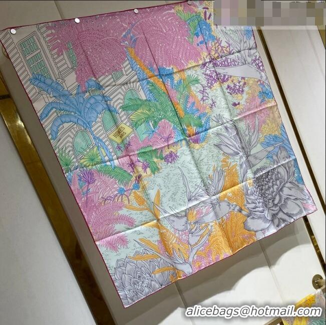 Inexpensive Hermes Faubourg Tropical Detail Silk Square Scarf 90cm H1583 Pink 2023