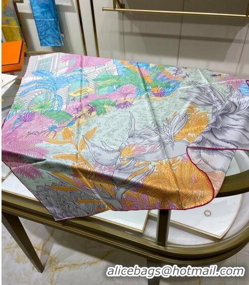 Inexpensive Hermes Faubourg Tropical Detail Silk Square Scarf 90cm H1583 Pink 2023