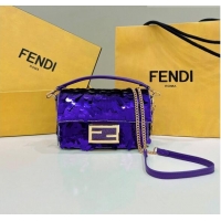 Trendy Design Fendi Baguette Mini Bag in Sequins Violet 8601S Purple 2023