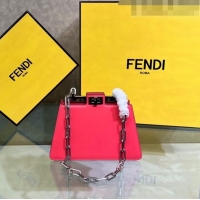 Discount Fendi Peekaboo Cut Petite Mini Bag in Glossy Leather F5054 Pink 2023
