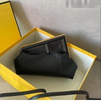 New Fashion Fendi First Small Leather Bag in Pythonskin Leather 128M Black 2023