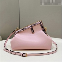 Good Taste Fendi First Small Leather Bag with Python-Look Printed F F0097 Light Pink 2023
