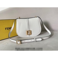 Pretty Style Fendi C' mon Medium Satchel Bag in Smooth and Full-grain Leather F1035 White 2023