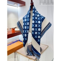 Best Price Louis Vuitton Monogram Flower Tile Silk Scarf 90x90cm M78980 Blue 2023