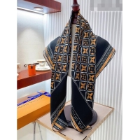 New Style Louis Vuitton Monogram Flower Tile Silk Scarf 90x90cm M78981 Black 2023