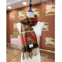 Good Looking Burberry Cashmere Check Long Scarf 30x180cm 0215 Brown 2023