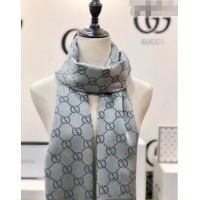 Buy Fashionable Gucci GG Wool Long Scarf 48x180cm 0803 Grey 2023