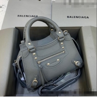 Trendy Design Balenciaga Neo Classic Mini Bag in Grained Calfskin 638512 Dark Grey/Gold