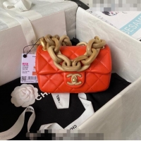 Big Discount Chanel Lambskin Mini Flap Bag AS4165 Orange 2023