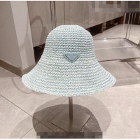 Trendy Design Prada Crochet Straw Bucket Hat 0705 Blue 2023