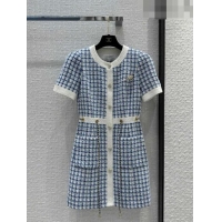 ​New Design Chanel Tweed Dress CH71215 Blue 2023