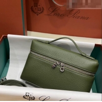 Best Price Loro Piana Extra Pocket L19 Pouch in Calfskin LP5437 Green/Silver 2023