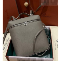 Super Quality Loro Piana Extra Pocket Backpack Bag L23.5 in Calfskin LP5440 Dark Grey/Silver 2023