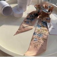 New Style Dior Flora Silk Bandeau Scarf 6x100cm D0726 Pink 2023