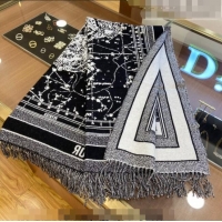 Good Product Dior Cashmere and Wool Shawl Scarf 140cm 0731 Black 2 2023