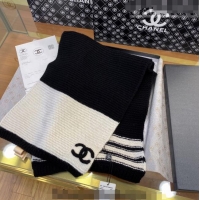 Reasonable Price Chanel Knit Scarf 013179 Black 1/White 2023