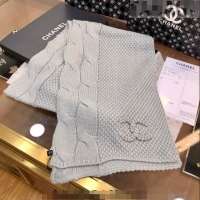 Buy Discount Chanel Knit Scarf 35x255cm 013180 Light Grey 2023