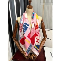 Luxury Classic Chanel Silk Sqaure Scarf 90x90cm 062802 Pink 2023
