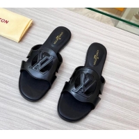 Popular Style Louis Vuitton LV Isola Leather Flat Slide Sandals Black 608013
