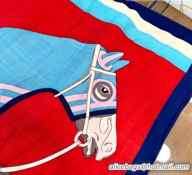 Inexpensive Hermes Cashmere & Silk Square Shawl Scarf 140x140cm H42634 Red/Blue 2023