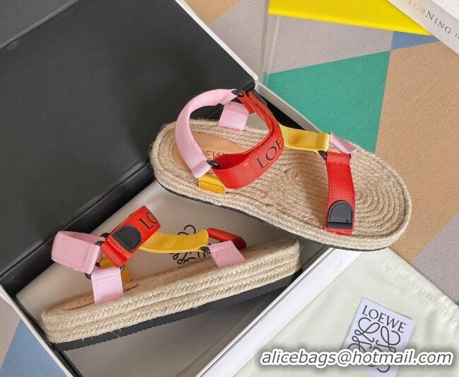 Good Quality Loewe Logo Strap Flat Sandals Orange 070901