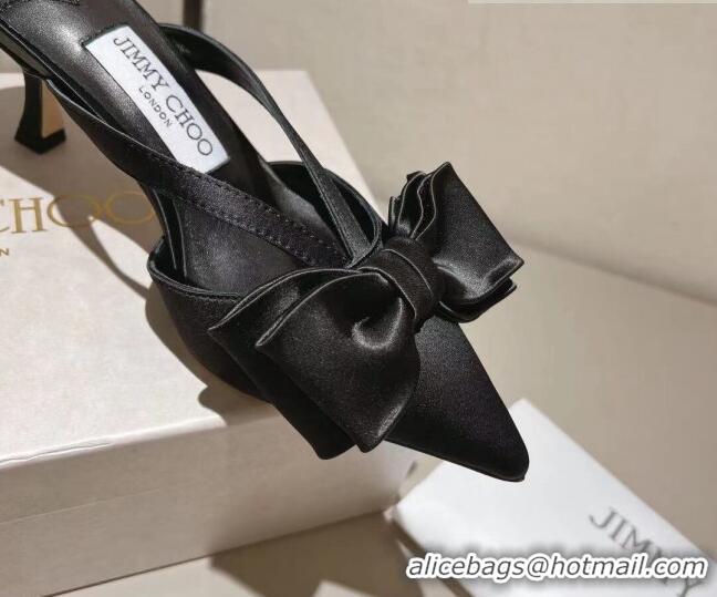 Trendy Design Jimmy Choo Flaca Silk Mules 6.5cm with Bow Black 022432