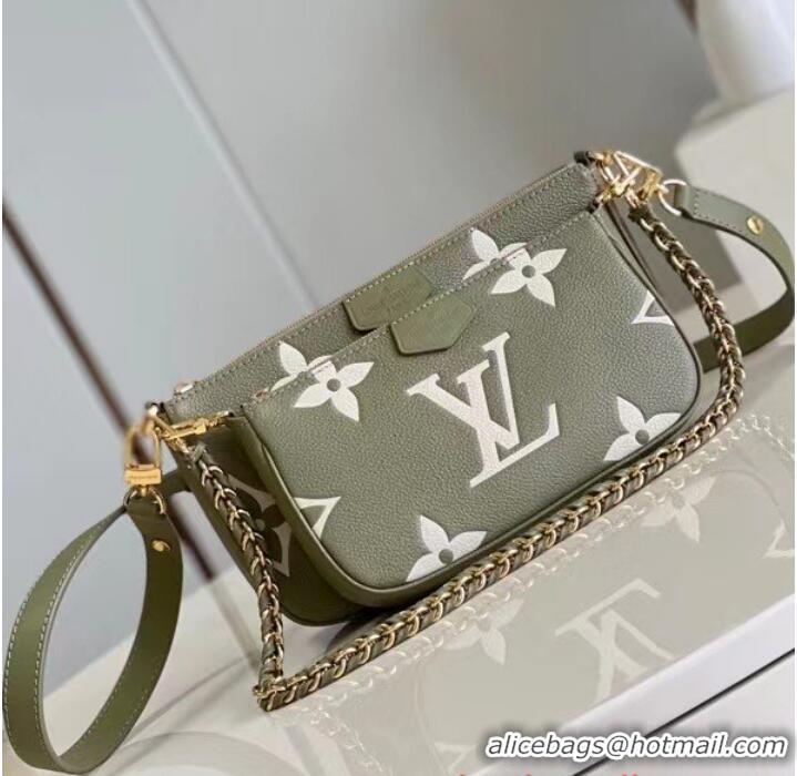 New Fashion Louis Vuitton Monogram Empreinte Multi Pochette Accessoires M22670 Light Khaki