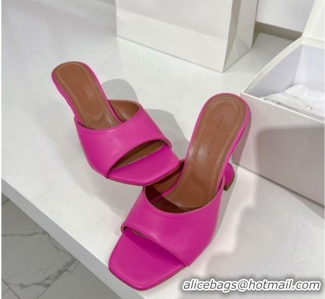 Low Cost Amina Muaddi Lupita Lambskin Heeled Slide Sandals 9.5cm Dark Pink 3020610