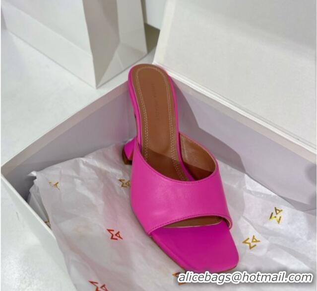 Low Cost Amina Muaddi Lupita Lambskin Heeled Slide Sandals 9.5cm Dark Pink 3020610