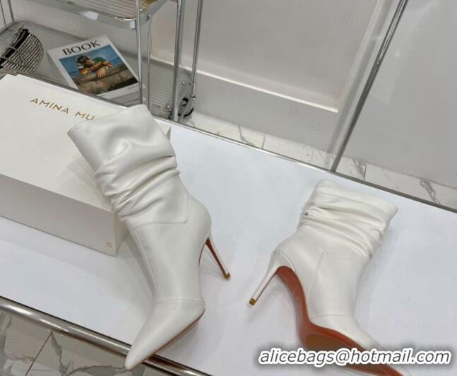 Good Product Amina Muaddi Jahleel Short Boots 9.5cm in Nappa Leather White 804078