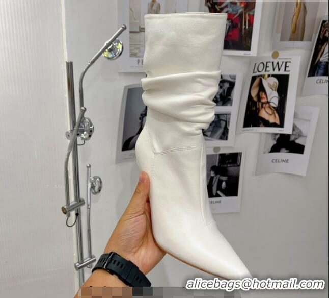 Good Product Amina Muaddi Jahleel Short Boots 9.5cm in Nappa Leather White 804078