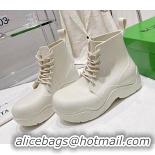 Top Grade Bottega Veneta Rubber Lace-up Ankle Rain Boots White 2110103