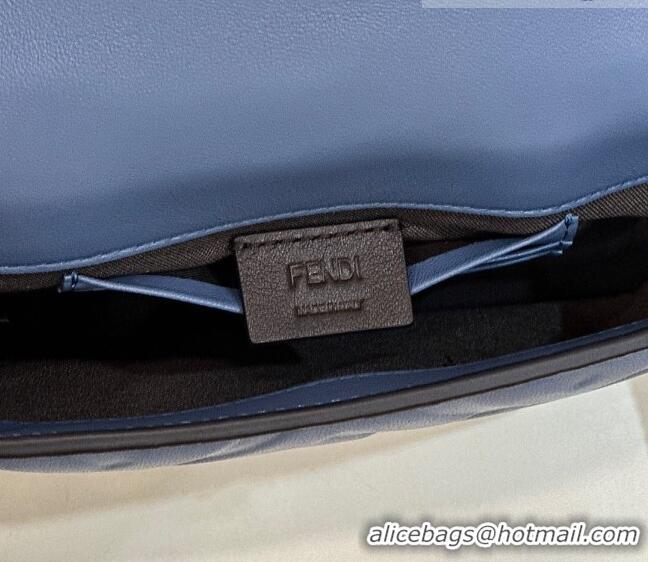 Famous Brand Fendi Baguette Mini Nappa Leather Bag 0135S Denim Blue 2023