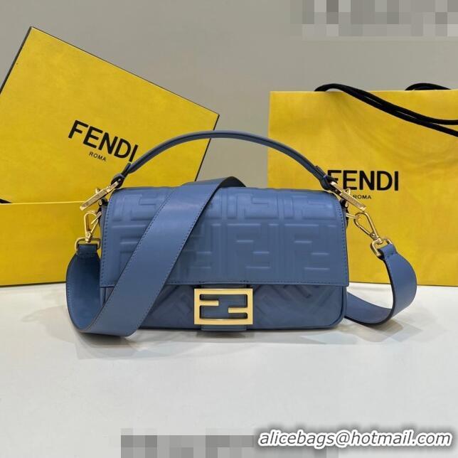 Unique Grade Fendi Baguette Medium Nappa Leather Bag 0135AM Denim Blue 2023