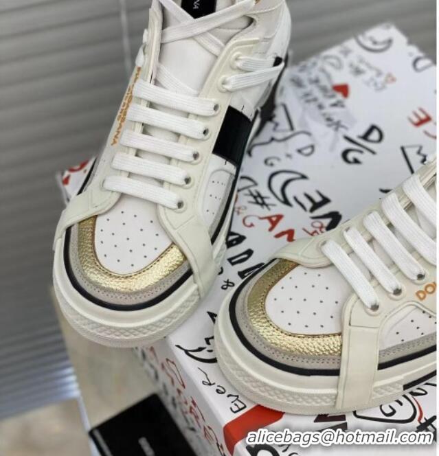Traditional Discount Dolce&Gabbana Calfskin Custom 2.Zero High-top Sneakers White 110338